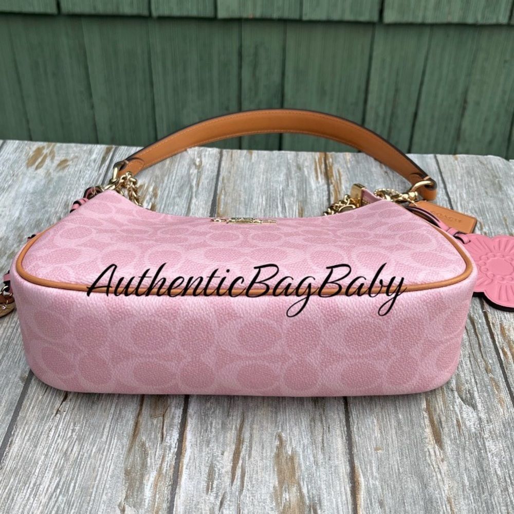 Coach Teri Shoulder Bag In Signature Canvas With Charms Powder Pink Purse - Picture 7 of 11
